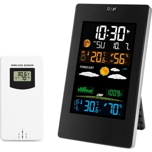 Wireless Weather Station Indoor Outdoor Sensor Weather Forecast Digital Thermometer Hygrometer Temperature Monitor Alarm Clock