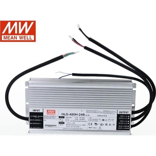 MEAN WELL Dimming Power Supply HLG-480H-24B 24V Dimmable LED driver 110V/220VAC to 24VDC 20A 480W waterproof IP67 Transformer