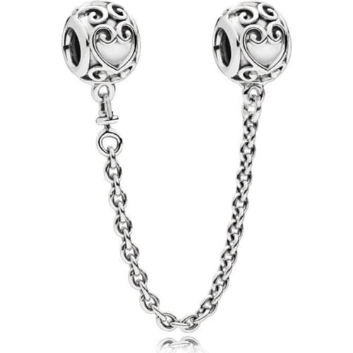Original 925 Sterling Silver Retro Magic Love Safety Chain Fit Pandora Women Bracelet & Necklace Diy Jewelry