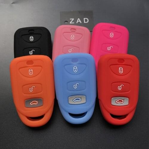 ZAD Silicone rubber car Key Case Cover Shell For Hyundai for Kia Forte Soul Rio 3 button Key