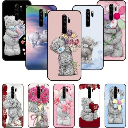 Phone Case For Xiaomi Redmi Note 8 8T 7 7A 9 9S 8A 4 5 Pro Black Cover Bumper Tpu Coque Soft Waterproof Sweet Teddy bear Honey