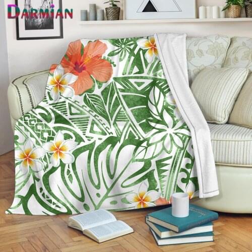 DARMIAN Polynesian Plumeria Hibiscus Print Fleece Blanket Premium Throw Blanket Thin Quilt for Summer Bed Sheet Nap Blankets New