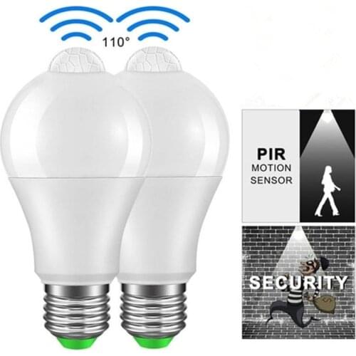 PIR Motion Sensor LED Lamps E27/B22 Led Light Bulb 110V 220V Cold White Warm White 12W/18W For Toilet Garage Balcony Bathroom