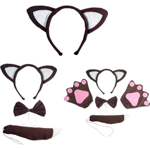 Ears Headbands Bows Tail Cat Ears for Kids Girls Women Princess Party Decorations Cosplay Animal Headband For Washing