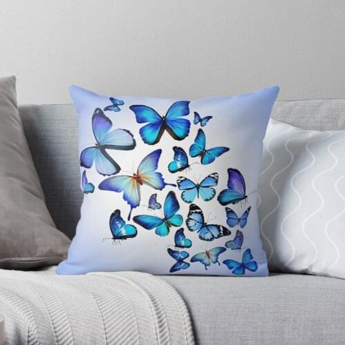 Blue Butterfly Merchandise Polyester Decor Pillow Case Home Cushion Cover 45*45cm