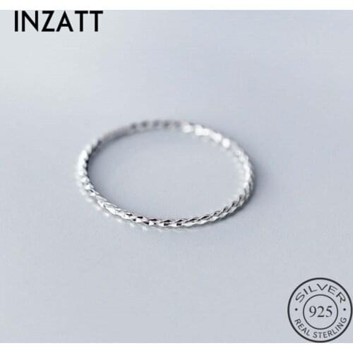 INZATT Real 925 Sterling Silver Minimalist round Ring For Fashion Women Party Cute Fine Jewelry Geometry Accessories Gift