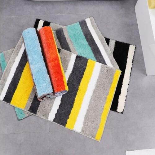 Microfiber Double Striped Bath Mat Living Room Rug Bathroom Non-Slip Absorbent Mat