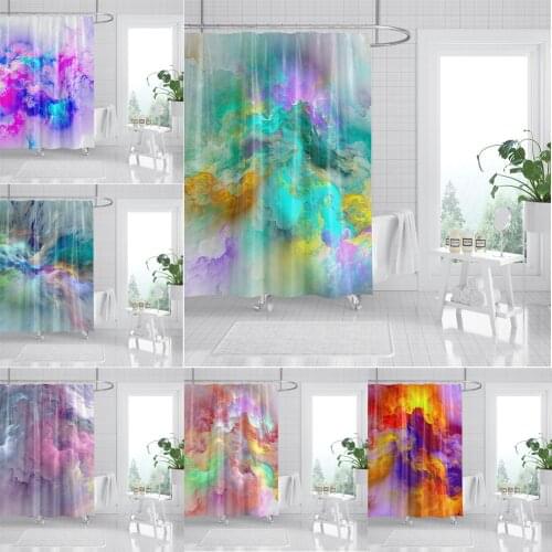Colorful Galaxy Space Shower Curtain Psychedelic Marble Sea Of Clouds Nebula Hang Curtain Tie Dye Bathroom Decoration