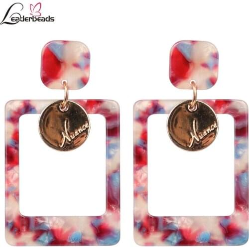 LEADERBEADS Geometric Leopard Earrings For Modern Woman Earrings 2019 Fashion Jewelry Female Dangle Trendy Wholesale Earrings
