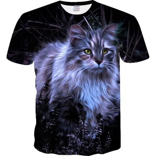Summer women t shirt cute cat 3D printing T-shirts black cool female T-shirt Fashion Short Sleeve T-Shirts oversized T-shirt
