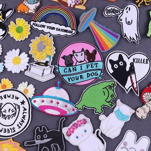 Small Animals Patches For Kids Clothes Flothes Stripes For Jackets Jeans Iron On Patch DIY Rainbow Stickers Funny Fusible Patch