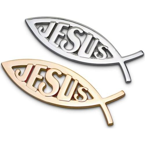 3D Metal Jesus Fish Car Sticker Decals Side Fender Rear Trunk Emblem Badge Decoration For BMW Audi Mazda Cadillac Porsche Kia Vw