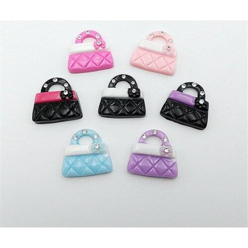 10Pcs /Lot Cute Bag Bling Shiny Resin Decoration Crafts Flatback Cabochon Kawaii DIY Embellishments For Scrapbooking Accessorie