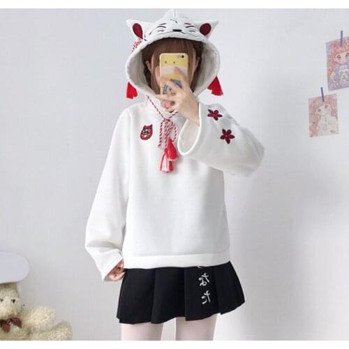 2021 Japanese sweet sweater girl long-sleeved thick hoodie Korean version of the tide brand ins Harajuku college style hedging