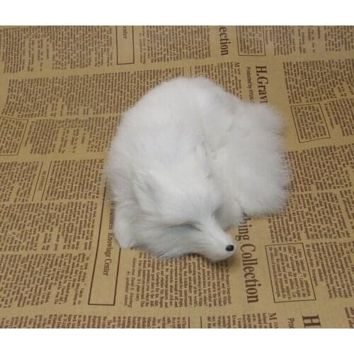 Simulation white prone fox 17x11cm hard model,polyethylene&fur sleeping fox toy prop,home decoration Xmas gift 0863
