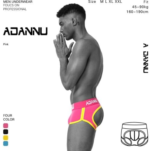 ADANNU 4PC/LOT Men Jockstrap Sexy Gay Penis Tanga G-Strings Men Underwear Cotton Male Underwear Low-Rise Thongs Jockstrap Mesh