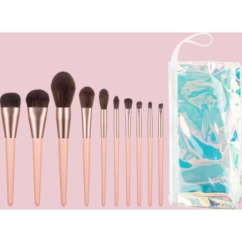 10pcs Professional Makeup Brush Set With Bag Eye Shadow Foundation Powder Eyeliner Eyelash Lip Make Up Tools Brush Set
