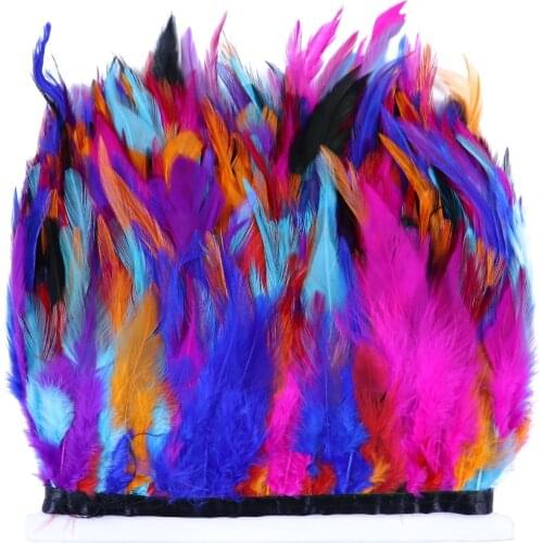 1 Meter Natural Rooster Saddle Feathers Trim Fringe DIY Sewing Clothing Accessories Chicken Plumes Decoration 4-6Inch