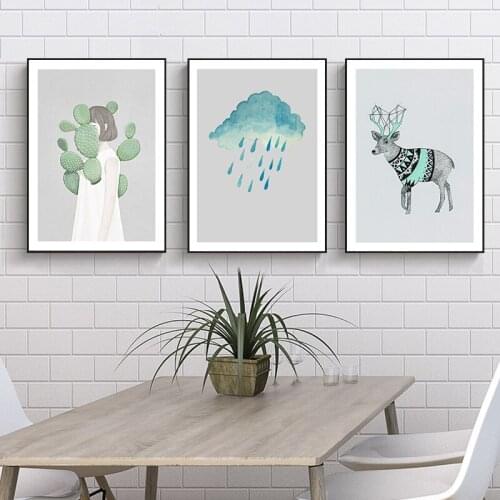 Nordic Green Plant Leafs Wall canvas painting posters prints wall art pictures for living room Modern Home Decor no frame