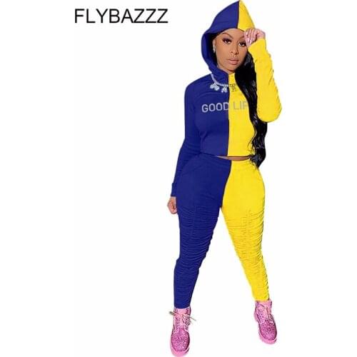 New Letter Patchwork Womens Set Hoodies Stacked Sweatpant Jogger Yoga Suit Tracksuit Loungewear Casual 2pcs Matching Set Outfit