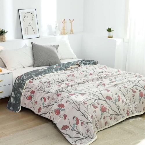 Japanese Leisure blanket and throws 100% Cotton Gauze sofa Towel Single Double soft Blanket Summer Thin Quilt Flowers bed spread