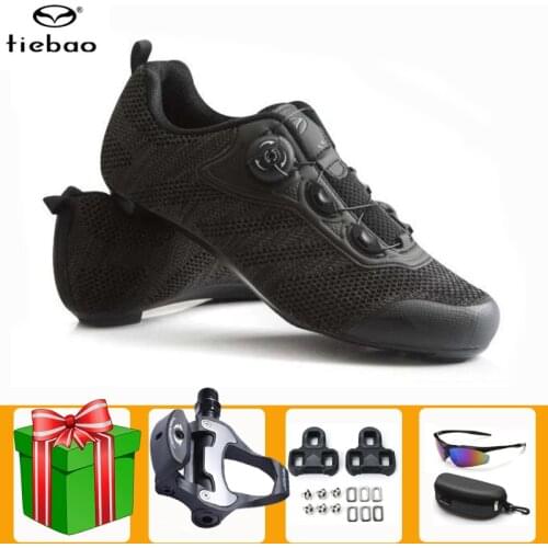 Tiebao Professional Road Bike Cycling Shoes Men Black Bicicleta Sapatilha Ciclismo Self-Locking Athletic Bicycle Sneakers Women