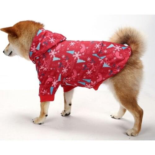 Christmas New Pet Clothes Hooded Big Dog Red Clothes for Medium Large Dogs Husky Golden Labrador German Shepherd