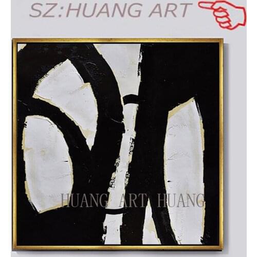 Hand-painted Black and White Abstract Painting Minimalist Art Modern Wall Art Decor Textured Painting on Canvas