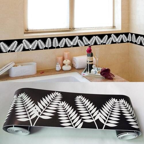 PVC Self-adhesive 3D Wallpaper Border Flowers Geometric Waterproof Wall Decals Sticker Living Room Kitchen Bathroom Home Decor