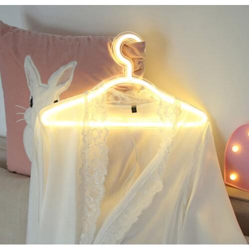 LED Neon Light Sign Clothes Stand USB Powered Hanger Night Lamp for Bedroom Home Wedding Clothing Store Art Wall Decor Xmas Gift