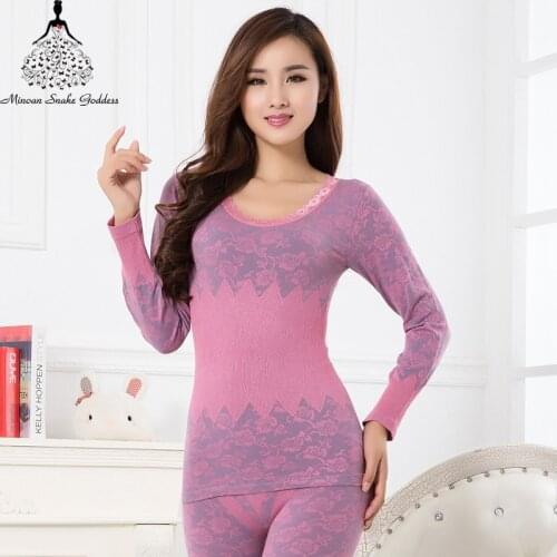 Long Johns For Women Thermal Underwear Set Warm Winter Wear Clothes Cotton Thermo Lingerie Thermal Suit Female Tops+Pants