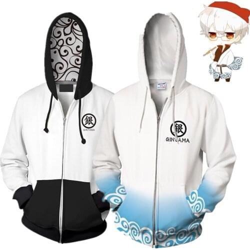 Anime Gintama Sweatshirts Hoodie Gintama Sakata Gintoki Cosplay Costume Men Hooded Coat Jackets Hoodies Hallowmas Cosplay