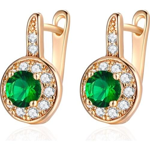 Red/Blue/Green Cubic Zirconia Stud Earrings Gold/Silver Color Plated Copper CZ Small Earrings for Women Fashion Jewelry Gifts