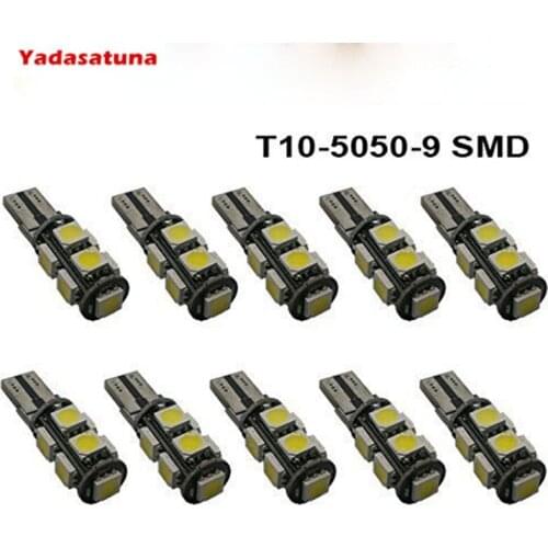 10x Ampoule Sans Erreur Phare LED Veilleuse lumiere voiture Canbus T10 9SMD 5050 W5W 501