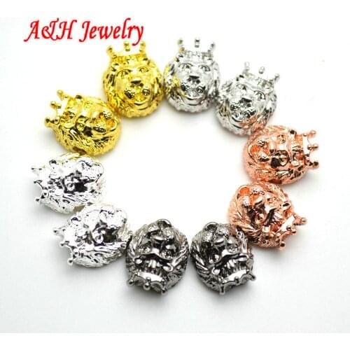 20pcs 12x13mm Many Colors King Of Lion Wearing Crown Fashion Jewelry Making Charms Beads