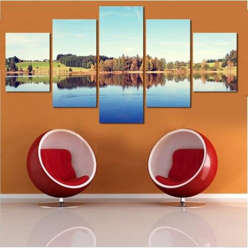5 Pcs Abstract Modern Home Trees Lakes Wall Pictures Painting Canvas Art HD Print Paintings Canvas Painting Modular Picture