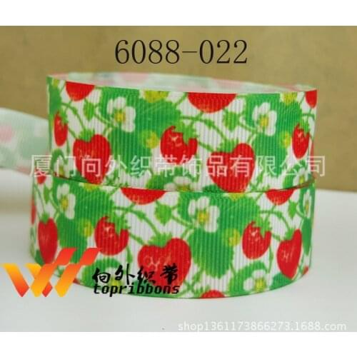 5Y Free shipping 22mm width strawberry grosgrain printed ribbon Garment accessories Hair ribbon picture color