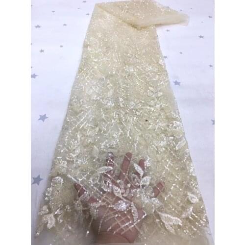 African Lace Fabric 2021 High Quality Sequins Lace Material Embroidery Nigerian Tulle Lace Fabrics For Wedding Sewing