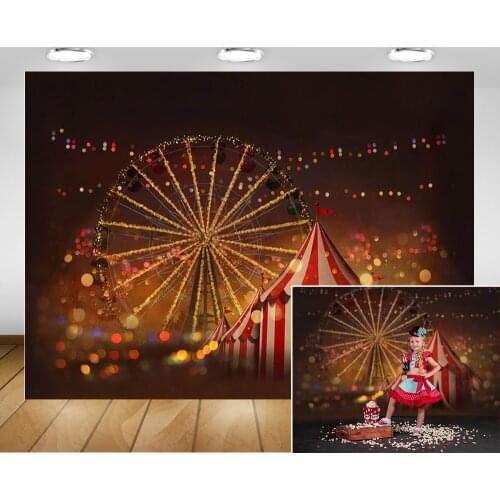 Bokeh Circus Carnival Birthday Party Backdrop Decor Ferris Wheel Glitter Children Portrait Background Photography Photoshoot