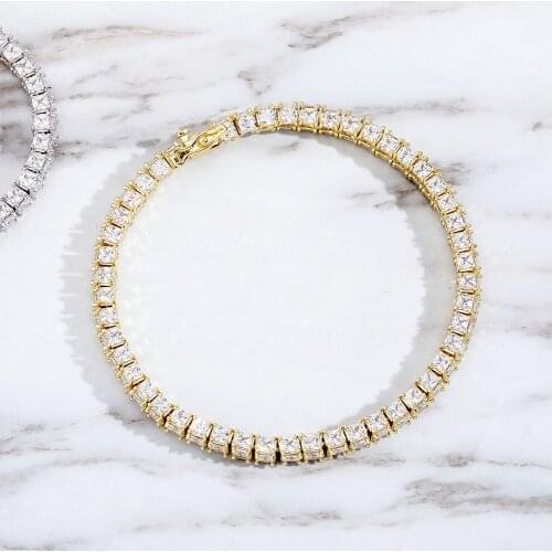 JINAO The High Quality Tennis Large Square Bracelet 6-8mm Width Iced Out Cubic Zirconia Paved Charming Hip Hop Gift For Women