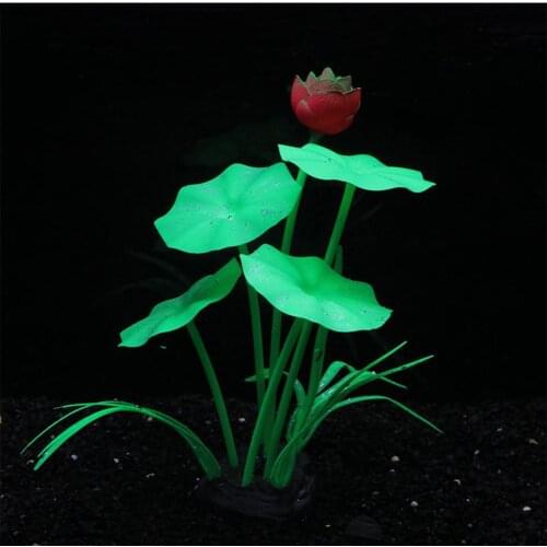 Decorative Lightweight Fish Tank Artificial Fluorescent Lotus Flower Landscape Decoration for Fish
