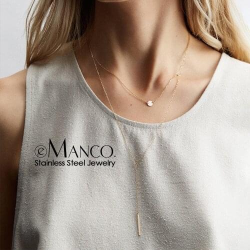 E-Manco Chic Charm Pendants Necklaces for women Dainty Stainless Steel Necklace women Trendy Chokers Necklace