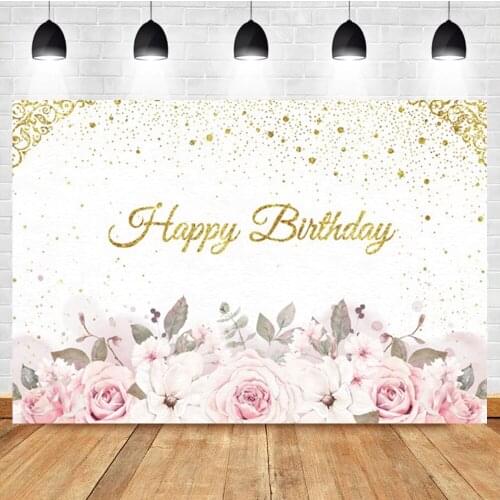 Laeacco Golden Sequin Flowers New Born Birthday Portrait Custom Photo Photography Backdrop Photo Background For Photo Studio
