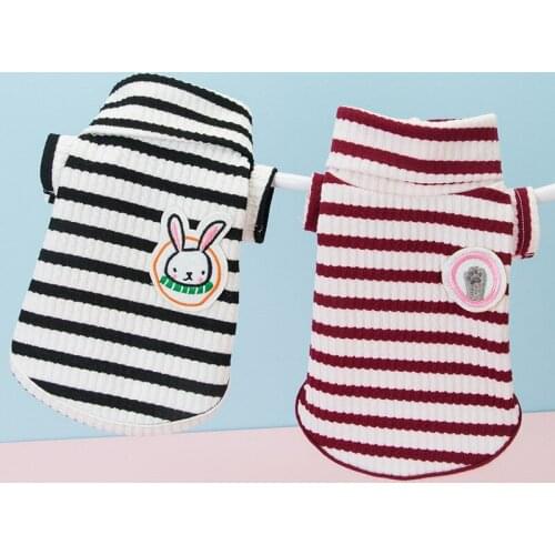 Dog Shirts Spring and Summer Puppy Dog Striped Knitted Bottoming Shirt Small and Medium-sized Dog Clothes Cat Pet Clothes