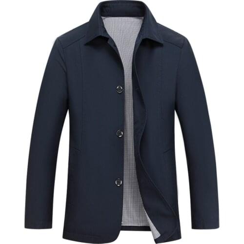 Spring New Jacket Business Casual Turn-down Collar Single Breasted Solid Color Thin Cotton Men Coats