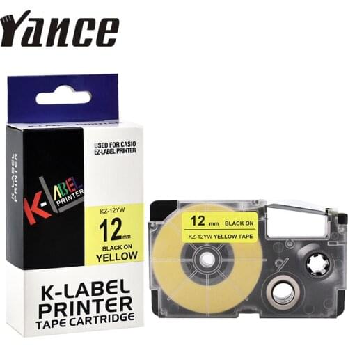 Yance XR-12YW XR 12YW Compatible Casio 12mm Black on Yellow label tape for EZ label maker printer KL-60-L KL-60SR KL-170 KL-100