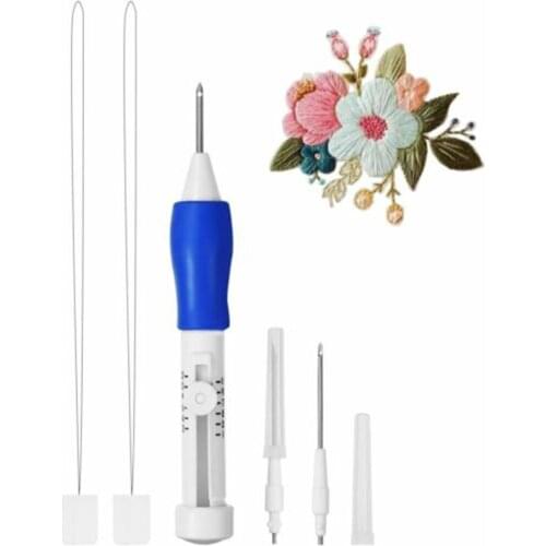 3 Size Magic Embroidery Pen Kit Stitching Punch Needle Sewing Tool Set Threaders