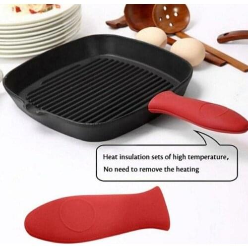 Non-slip Silicone Handle Holder Cookware Parts Potholder Heat-resistant Sleeve Handle Skillet Pot Cover Cast Iron Parts Pan R0U1