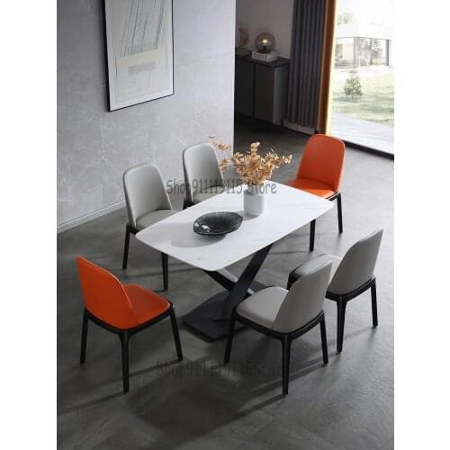 Nordic Dining Chair Modern Simple Family Restaurant Solid Wood Chair Back Stool Leisure Net Red Light Luxury Leather Table And C