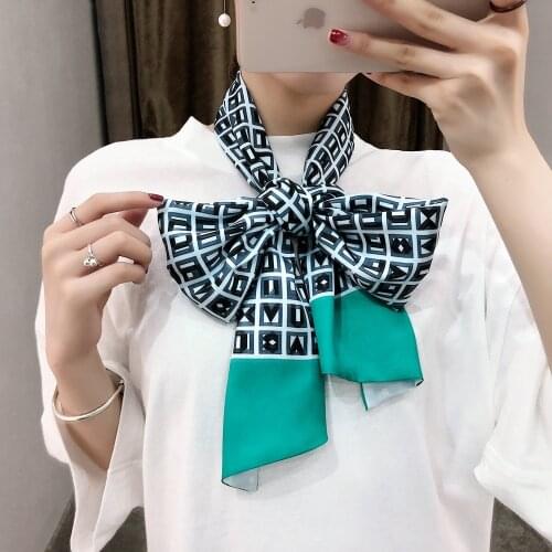 2019 New Letters Luxury Double-deck Twill Scarf Women Plaid Scarf Handkerchief Head Silk Scarves Wraps Neckerchief For Ladies